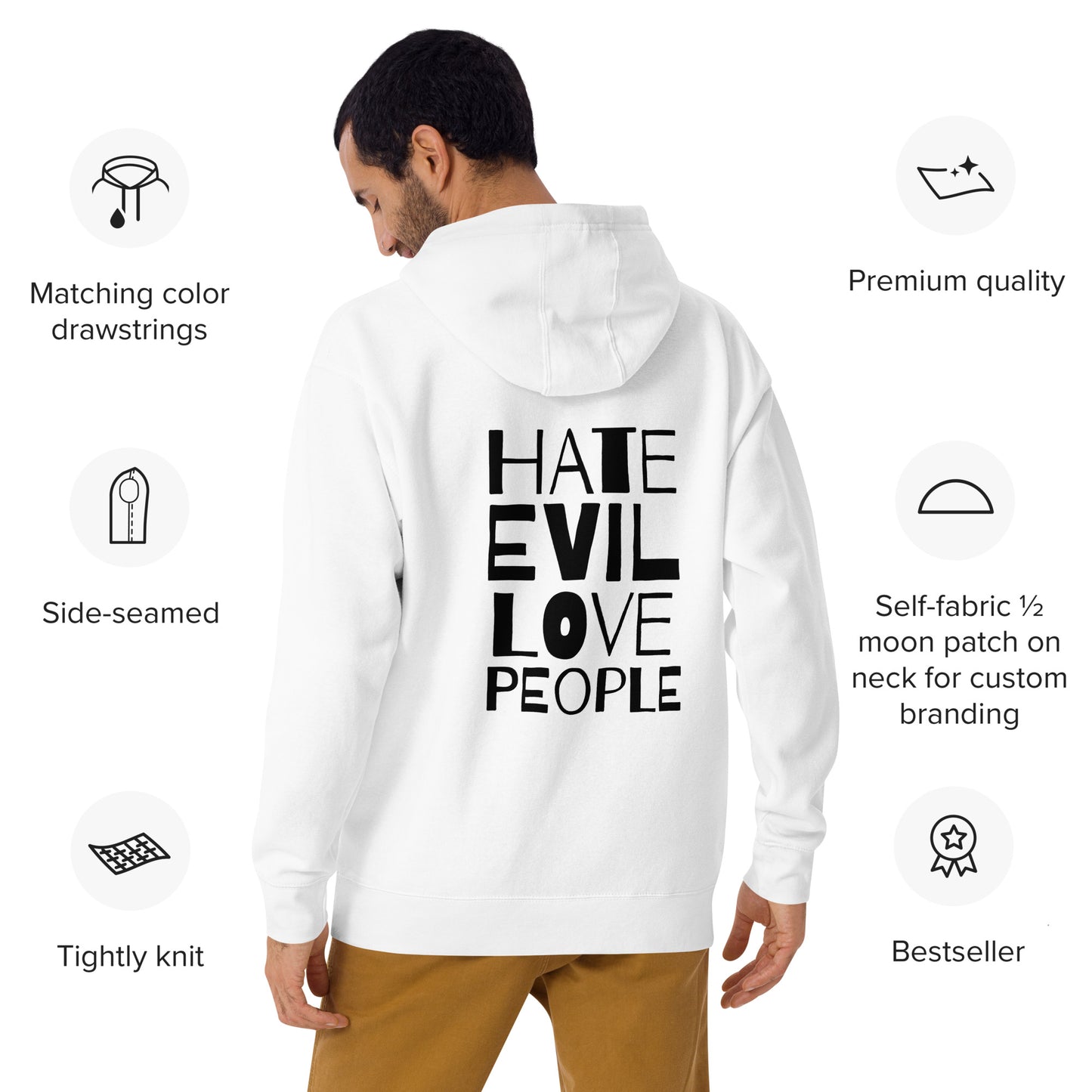 Hate Evil Fleece Hoodie - Unisex Midweight Comfort